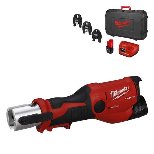 Milwaukee M12ONEHPT-202CM-Set 12V FORCE LOGIC™ Hydraulic Press Tool c/w 2 x 2.0Ah Battery