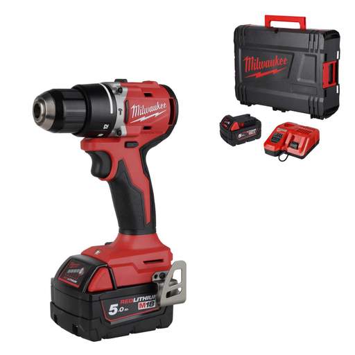 Milwaukee M18BLPDRC-502X 18V Compact Combi Drill with 2 x 5.0Ah Batteries
