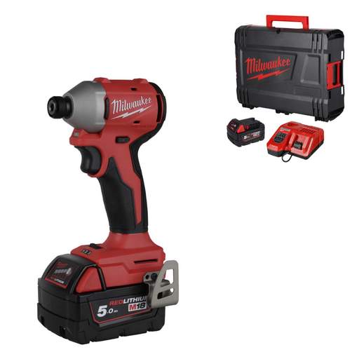 Milwaukee M18BLIDR-502X 18V ¼" Hex Impact Driver with 2 x 5.0Ah Batteries