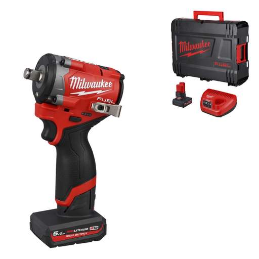 Milwaukee M12FCIWF12G3-502X 12V FUEL™ ½" Compact Impact Wrench with 2 x 5.0Ah Batteries