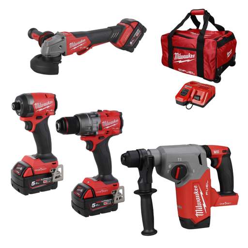 Milwaukee M18ONEPP4A3-503B 18V ONE-KEY™ 4 Piece Kit with 3 x 5.0Ah Batteries