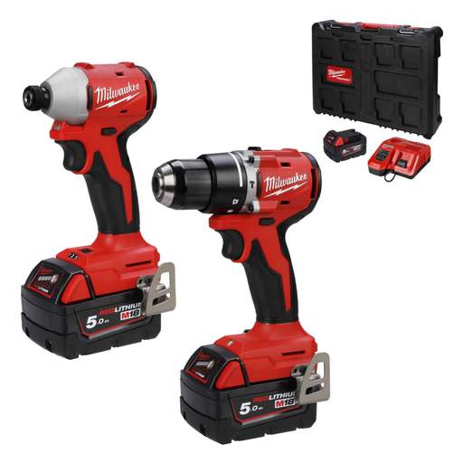Milwaukee M18BLCPP2D3-503P 18V Brushless Twin Pack with 3 x 5.0Ah Batteries