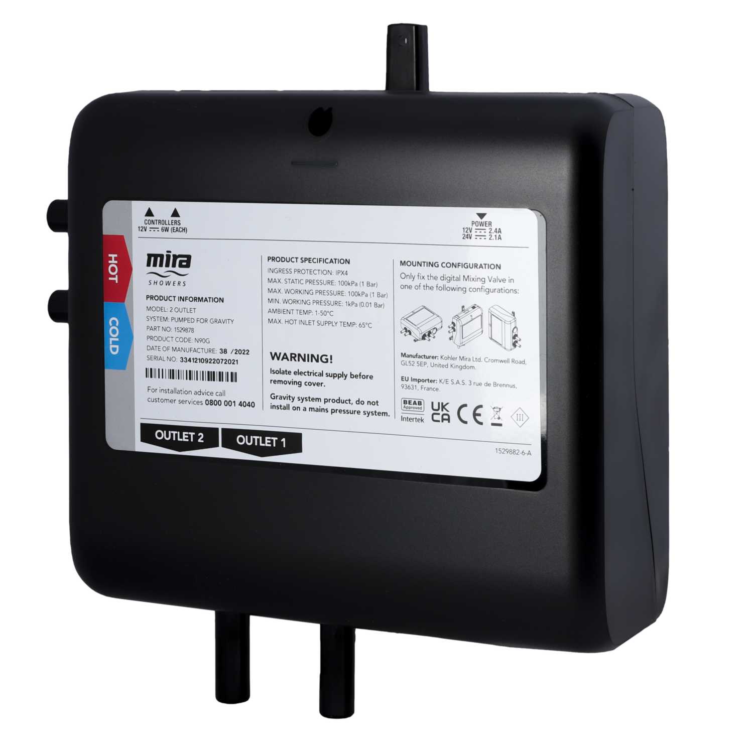 Mira Mode Digital Ceiling Fed Shower Gravity Pumped App Controlled (1.