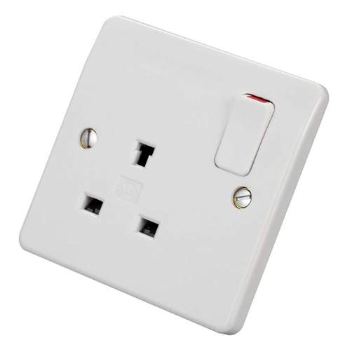 MK Logic Plus 13A DP 1 Gang Non Standard Switched Socket White
