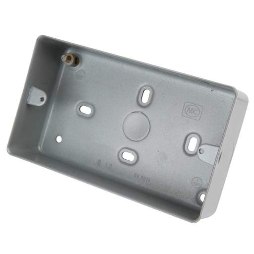 MK Logic Plus 2 Gang Steel Surface Box 41mm with 7 x 20mm Knockouts
