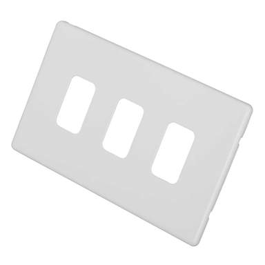 MK Aspect 3 Gang Grid Front Plate White (K24333WHI) | CEF