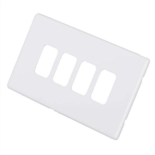 MK Aspect 4 Gang Grid Front Plate White