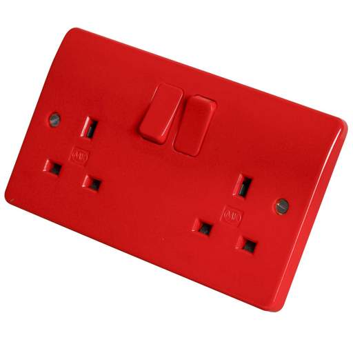 MK Logic Plus 13A DP 2 Gang Switched Socket Red