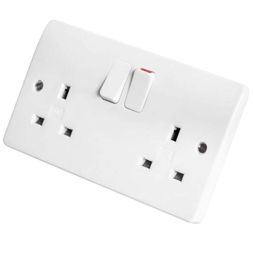 MK Logic Plus 13A DP 2 Gang Switched Socket White