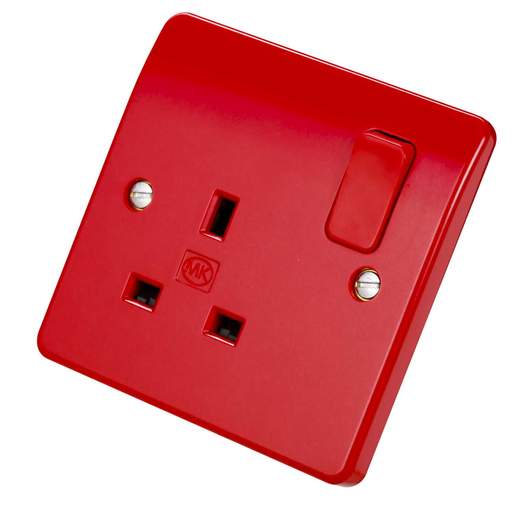 MK Logic Plus 13A DP 1 Gang Switched Socket Red