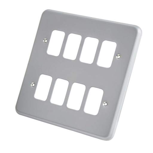 MK Grid Plus 8 Gang Grid Front Plate Metalclad
