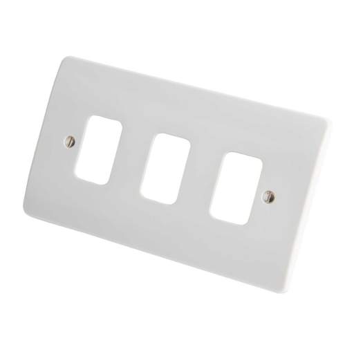 MK Grid Plus 3 Gang Grid Front Plate White