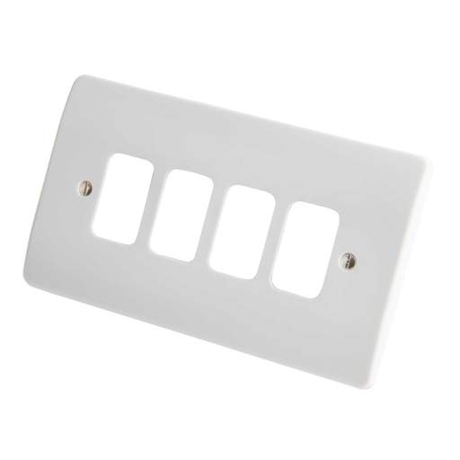MK Grid Plus 4 Gang Grid Front Plate White