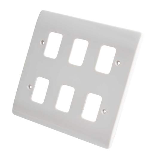 MK Grid Plus 6 Gang Grid Front Plate White
