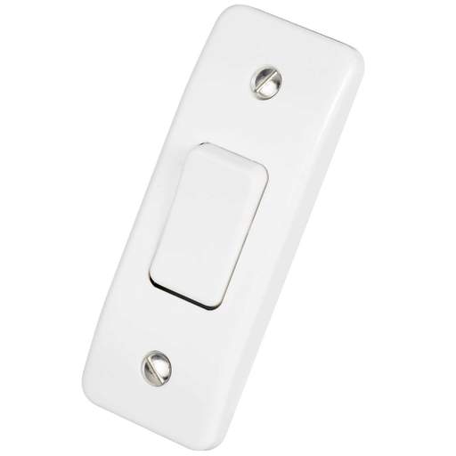 MK Logic Plus 10A SP 1 Gang 2 Way Architrave Switch White