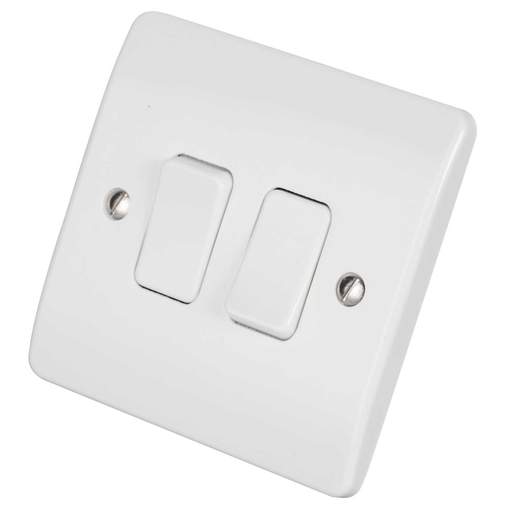 MK Logic Plus 10A 2 Gang 2 Way Light Switch White