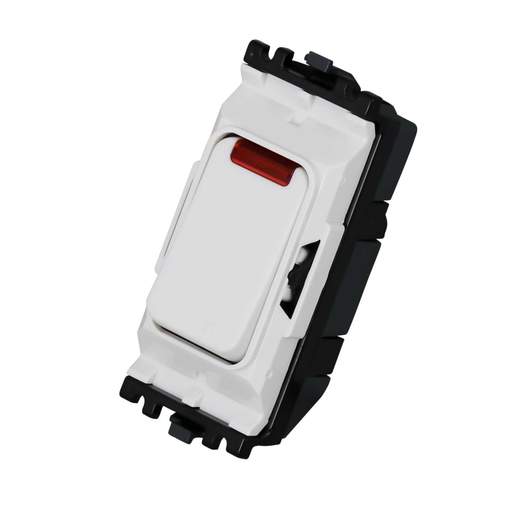 MK Grid Plus 20A Double Pole 1 Way Grid Switch with Neon