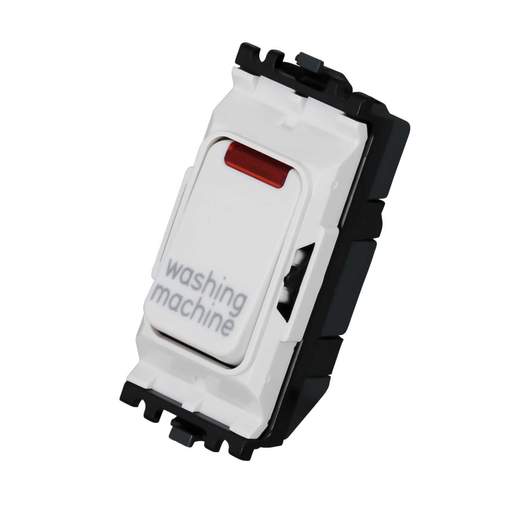 MK Grid Plus 20A Double Pole 1 Way Grid Switch with Neon marked Washing Machine