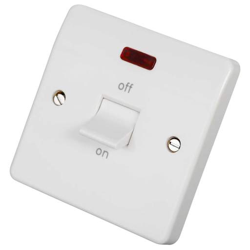 MK Logic Plus 32A DP 1 Gang Switch with Neon White