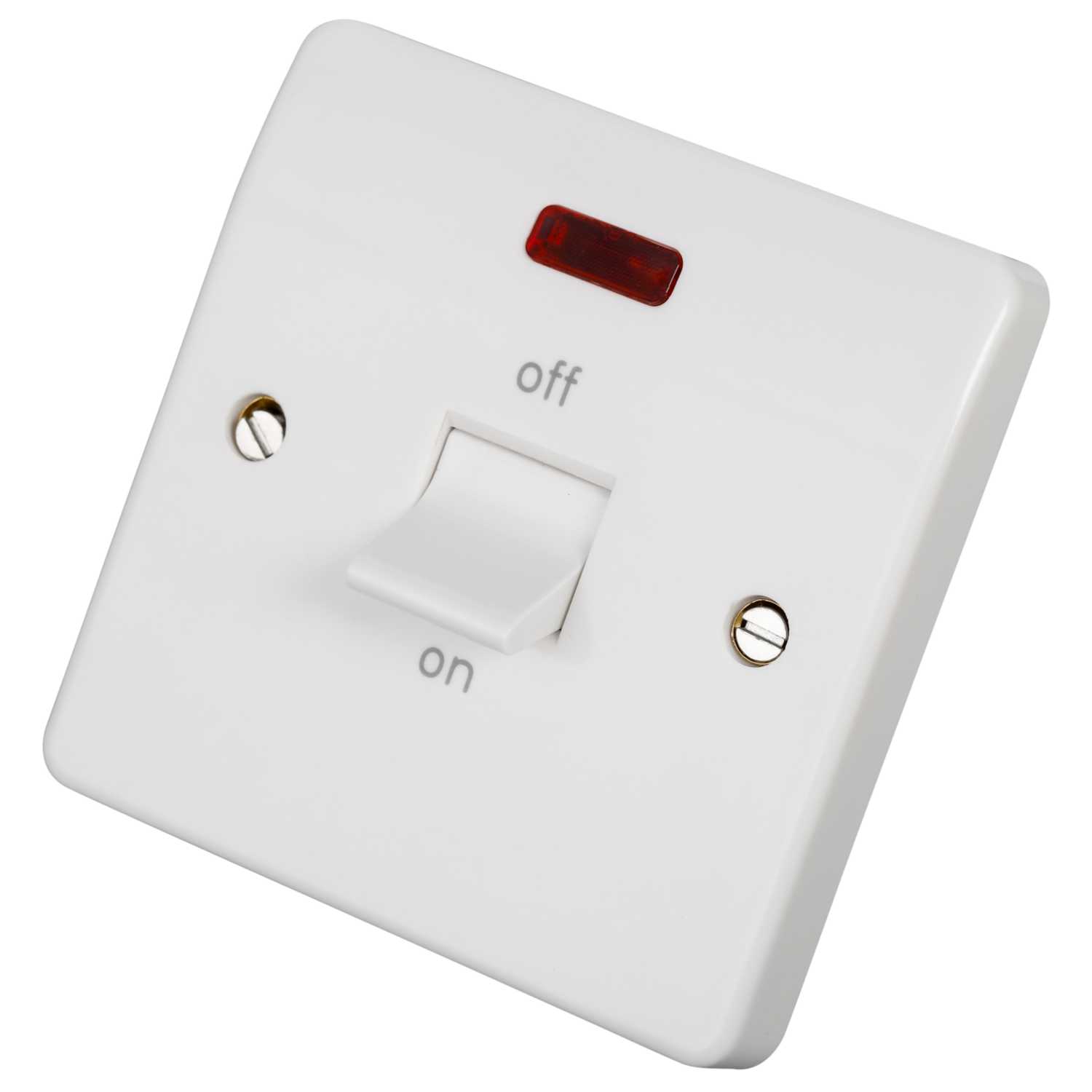 White 1 Gang Double Pole DP Cooker Hob Oven Control Switch Isolator, 45A, 250V | UK