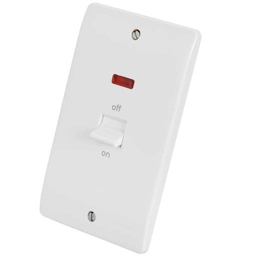 MK Logic Plus 50A DP 2 Gang Vertical Switch with Neon White