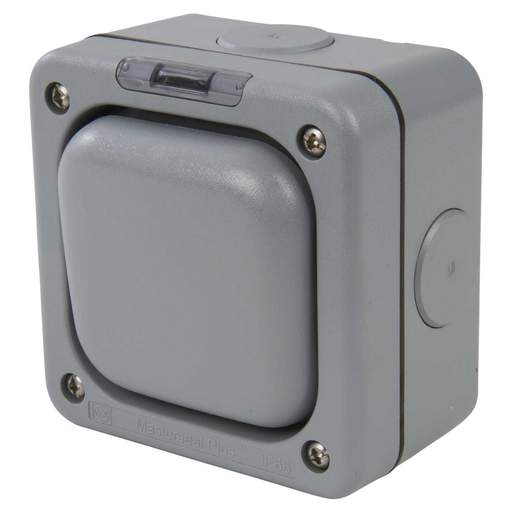 MK Masterseal Plus 10A 1 Gang 2 Way Light Switch Weatherproof IP66 Grey