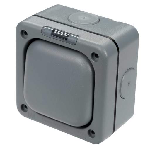 MK Masterseal Plus 10A DP 1 Gang 1 Way Weatherproof Light Switch IP66 Grey