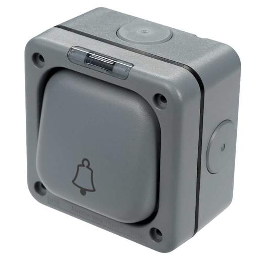MK Masterseal Plus 10A SP 1 Gang 2 Way Weatherproof Switch marked Bell IP66 Grey