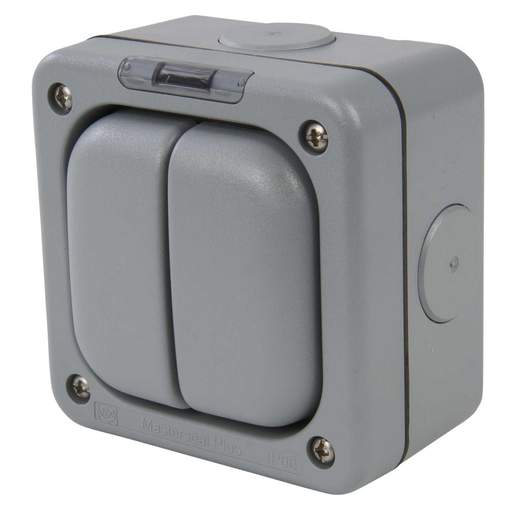 MK Masterseal Plus 2 Gang Weatherproof Switch Enclosure IP66 Grey