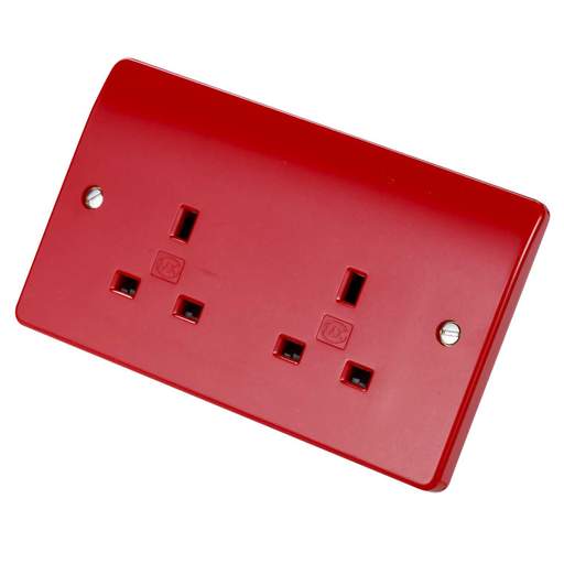 MK Logic Plus 13A 2 Gang Unswitched Socket Red