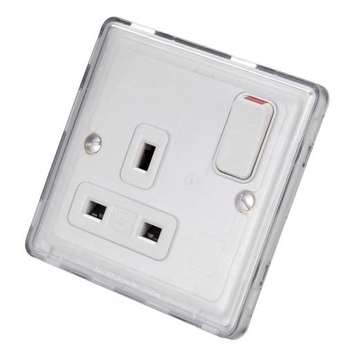 MK Dimensions 13A DP 1 Gang Switched Socket Module White