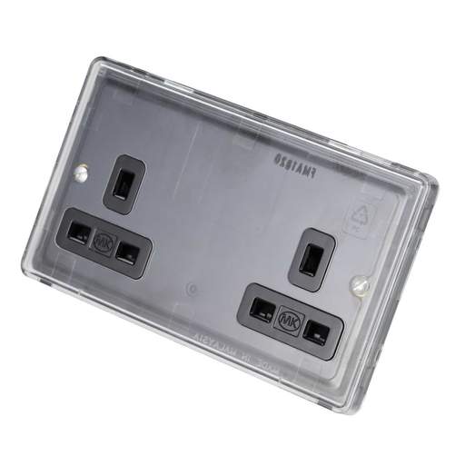 MK Dimensions 13A 2 Gang Unswitched Socket Module Black
