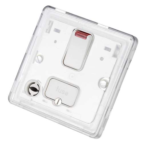 MK Dimensions 13A DP Switched Fused Spur Module with Neon and Flex Outlet White