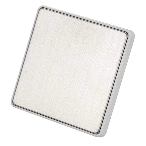 MK Dimensions 1 Gang Blank Plate White Trim Brushed Stainless Steel