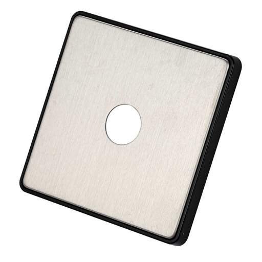 MK Dimensions 1 Gang Dimmer Front Plate Black Trim Brushed Stainless Steel