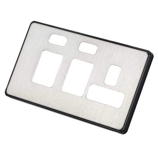 MK Dimensions Cooker Control Unit Front Plate Black Trim Brushed Stainless Steel