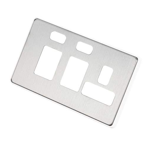 MK Dimensions Cooker Control Unit Front Plate White Trim Brushed Stainless Steel