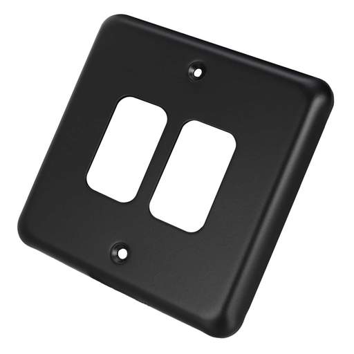 MK Albany Plus 1 Gang 2 Module Grid Plus Face Plate Matt Black