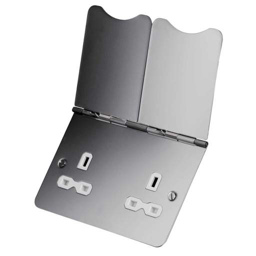 Knightsbridge 13A Unswitched Floor Socket White Insert Polished Chrome