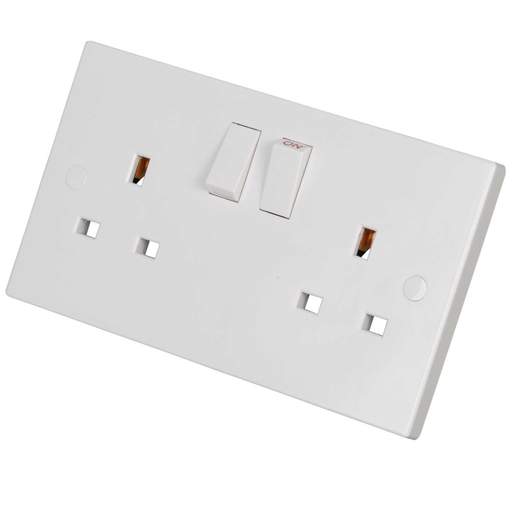 Knightsbridge 13A DP 2 Gang Switched Socket White