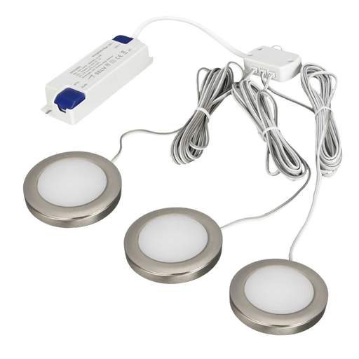 Knightsbridge 2.5W LED Under Cabinet Light Brushed Chrome 4000K (Pack of 3)