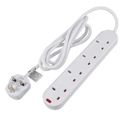 Knightsbridge 13A 2m 4 Gang Extension Lead with Neon White