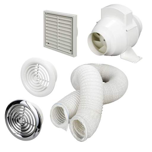 National Ventilation Monsoon 4" In-Duct Mixed Flow Shower Fan Kit with Timer