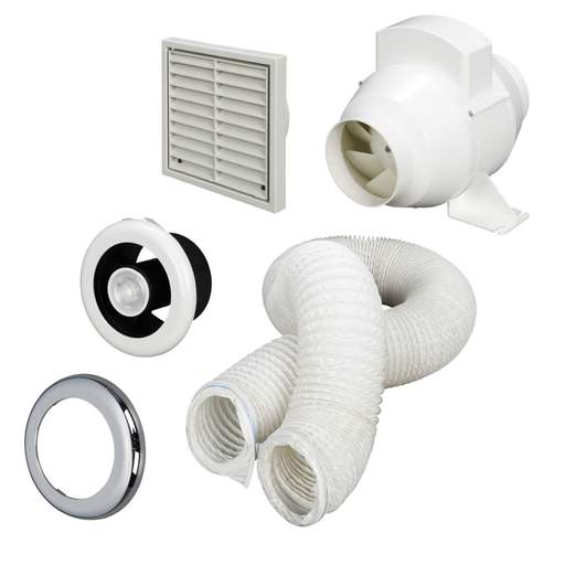 National Ventilation Monsoon 4" In-Duct Mixed Flow Shower Fan / LED Light Kit with Timer