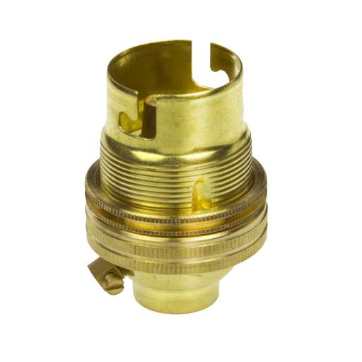 Niglon ½ Inch Entry BC/B22 Screwed Shade Ring Lampholder Brass (Sold in 1's)