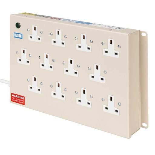 Olson 13A 12 Way Hospital Grade Unswitched Space Saving Box PDU