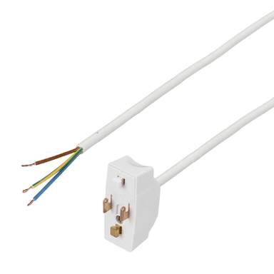 Olson 6A 3 Pin Prewired Plug with 2m LSF Cable White (LDU/3P/0.75 ...