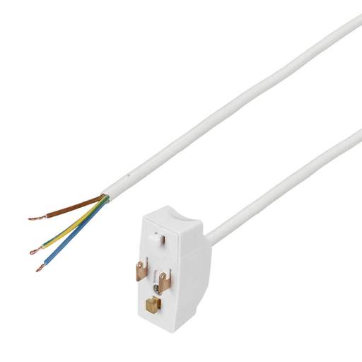 Olson 6A 3 Pin Prewired Plug with 2m LSF Cable White