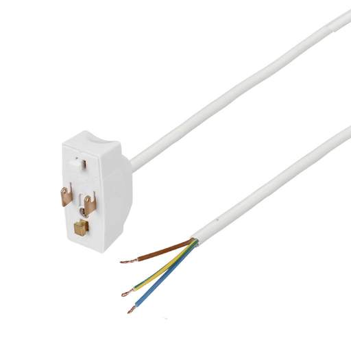 Olson 6A 3 Pin Prewired Plug with 2m Cable White (LDU/3P/0.75/2M) | CEF