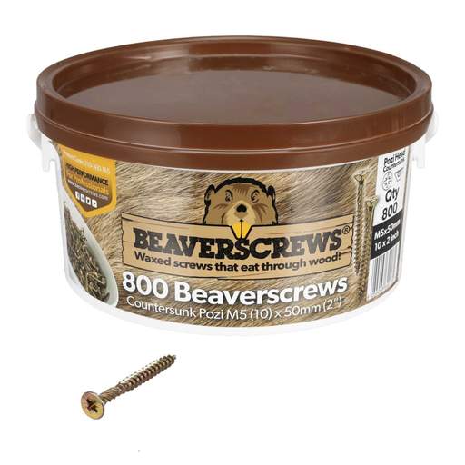 Beaverscrews M5 x 50mm Countersunk Pozi Woodscrews (Tub of 800)